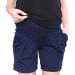 Mija - Maternity Shorts Pants Trousers with Over Bump Panel 1047 L Navy Blue