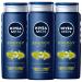 Nivea Men Energy Body Wash with Mint Extract 3 Pack of 16.9 Fl Oz Bottles