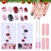 MELLIEX 48 Pieces Christmas False Nails Short 12 Sizes Artificial Press on Nails Full Cover Christmas Stick On Nails for Women Nail Art Decoration White Tree
