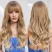 HAIRCUBE Ombre Blonde Synthetic Women's Wig Layered Wigs with Bangs Long Wavy Heat Resistant Natural Hair Wigs