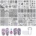Nail Stamper Kit 6 Pcs Nail Stamping Plates+ 1 Stamper + 1 Scraper Lace Retro Flowers Plants Geometric Figures Totems Art Design Nail Plate Template Image Plate Nail Decoration Supplies