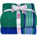 CASA COPENHAGEN 550 GSM 12x12 Inches Washcloths Towels Set of 24 - Super Soft Egyptian Cotton Towels for Bathroom & Kitchen in Wimbledon Blue and Green - Buy Online on GoSupps.com