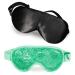 Natural Silk Sleep Mask Black and Cooling Ice Gel Eye Mask Green
