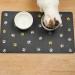 Solday Pet Food Mat for Dogs & Cats - Waterproof Non-Slip Silicone Bowl Pad (50x30 cm) - Dark Gray with Paw Print Design - Buy Online on GoSupps.com