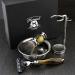 4 Pc Men's Shaving Kit - 3 Edge Razor Black Badger Hair Brush Stand & Stainless Steel Bowl | Perfect Grooming Gift - Buy Online on GoSupps.com