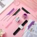 3-Piece Magnetic Wrist Sewing Pincushion & 6-Piece Stainless Steel Rat Tail Comb Set - Black Purple Rose Red - Buy Online on GoSupps.com