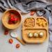 Tiny Bamboo Suction Plate & Bowl Set for Kids | Eco-Friendly Dining Set with Spoon - Segmented Design - Gray - Buy Online on GoSupps.com