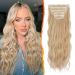 BARSDAR clip in Extensions 5 PCs Long wavy clip in hair extensions thick natural soft synthetic hair part for women girl -45 cm honey blonde with an accumulator 45 cm honey blonde with side blonde