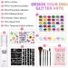 Temporary Glitter Tattoo Kit - 30 Colors, 6 Stencils, Body Glue, Brushes, Stickers, Rhinestones - Adults & Kids Halloween, Christmas, Birthday Party Makeup Gift - Buy Online on GoSupps.com