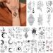 20 Sheets Black Tiny Temporary Tattoo  Hands Face Tattoo Sticker for Men Women  Moon Butterly Bird Flower Floral Designs Body Art on Arm Neck Shoulder Clavicle Waterproof Pattern B