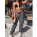 Women's Baggy Cargo Pants | Drawstring Elastic Waist | Ruched Hiking Parachute Lounge Pant - Grey (Small) - Buy Online on GoSupps.com