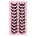Eyelashes Russian Strip Lashes 10 Pairs Pack D Curly Natural Fluffy Lashes Wispy 15MM False Lashes 3D Effect Faux Mink Lashes