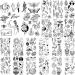 20 Sheets Black Tiny Temporary Tattoo, Hands Face Tattoo Sticker for Men Women, Flower Space Moon Snake Designs Body Art on Arm Neck Shoulder Clavicle Waterproof Pattern A