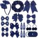 Radsocken 48Pcs Girls School Hair Accessories Kit Navy blue Bow Hair Clips Headband Ponytail Holder Elastics Bands Ribbon Hair Barrettes Hair accessories for girls Birthday Gift(Nblue)