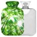 NAANLE hot water bottle with cover green forest tree of life Transparent hot water bottle heat bottle for back pain relief handfoot warmer neck warmth and cold therapy 1l