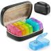 AUVON Weekly Pill Organizer 2 Times a Day with PU Leather Bag Travel AM PM Pill Box 7 Day with One-Side Large Opening Design for Easy Filling Portable Pill Case for Vitamins Medication Supplements