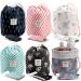 Hedume Set of 6 Travel Makeup Bags with 6 Small Zipper Jewellery Pocket and 6 Mini Transparent PVC Toiletry Pouch, Barrel Foldable Waterproof Cosmetic Organizer, Multifunctional Toiletry Bucket Bags