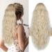26 Inch Blonde Ponytail Extension Natural Drawstring Ponytail Hair Extension Synthetic Hair Pieces for Women Soft Ponytail Hair Extension for Daily Use (Platinum Blonde Mixed Beige Blonde) Drawstring-Platinum Blonde Mixed Beige Blonde