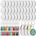 Sublimation Blanks Keychains Bulk, 200 PCS Keychains Ornament Tag Set Include 50 PCS Heat Transfer Double-Side Sublimation Blanks, Key Chains, Leather Tassels, Jump Rings for DIY Craft Making 200 PCS Round Blanks Bulk