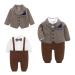 famuka Baby Boy Formal Wedding Outfit Suit with Bows Outwear Gentleman Tuxedo 2 PCS 3 Months Brown