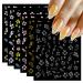 6 Sheets 3D Hibiscus Flower Nail Decals Flower Nail Stickers Self-Adhesive Summer Nail Art Decoration Colorful Flower Pattern Nail Decals Tropical for Women Nail Accessories