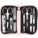 Three swords - 8 pcs.Manicure set 'Roma' |High -quality nail care set in the synthetic leather etui pink |Contents: nail scissors set foot & nail clips tweezers glass nail files sapphire nail file pink / synthetic leather