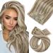 Moresoo clip in Extensions real hair blonde real hair extensions clips light brown with blond remy invisible hair extension real hair clip double brawn smooth hair 120g 40cm 7pcs full of head #9a/60 40 cm #p9a/60