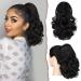 Sofeiyan ponytail extension 28cm Klue clip in ponytail hair extensions briefly curly corrugated ponytail extensions synthetic hair part for women natural black
