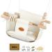 BBkids Canvas Baby Swing with Safety Belt - Indoor/Outdoor Wooden Hammock Hanging Seat Chair for Kids, Cream - Buy Online on GoSupps.com