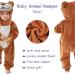 COOKY.D Baby Hooded Rompers Flannel Jumpsuit Pajamas - 3-6 Months (Brown) - Buy Online on GoSupps.com