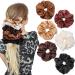 6 pieces oversized Satin hair tie soft silk elastic hair band set hair tie horses horseshock holder for girls (white reddish brown black bright coffee dark coffee brown)
