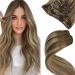 LAAVOO Extensions Real Hair Clip in Balayage Hair Grossing Real Human Hair Clip In Extensions Real Hair Ombre Braun to Platinblond Clip Extensions 30cm 5pcs/70GR 30cm-70g 2.5#8/60/8