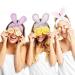 Whaline 4 Pack Easter Rabbit Ear Makeup Headband Set for Women - Coral Fleece Elastic Head Wrap for Party, Beauty Shower - Blue, White, Gray, Purple - Buy Online on GoSupps.com