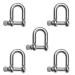 5 Pieces Stainless Steel 316 D Shackle 5/32" (4mm) Marine Grade Dee 5 Pieces 5/32" 4mm D Shackles