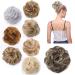 Updo Messy Hair Bun Scrunchy Scrunchie Bun Donut Hair Updo Hairpiece Ribbon Ponytail Extensions -Medium Brown mix Bleach Blond 35g 35 g Medium Brown mix Bleach Blond