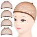 Wig Cap, FANDAMEI 4PCS Dark Brown Mesh Wig Cap Net, Closed End Hair Mesh Net Wig Caps, Liner Weaving Caps for Women, Men, Kids
