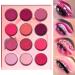 DE'LANCI Pink Purple Eyeshadow Palette Makeup 12 Colors Pigmented Matte Shimmer Cute Eye Shadow Tone Small Bright Peach Red Violet Eyeshadow Pallet Long Lasting Shades For Girl Women Summer Travel