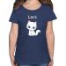 Gift with name personalized by Shirtracer - T-Shirt Girls - Cute Cat Cats Cat Motif Cat Cats 04 Dark Blue Mottled 152