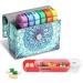 FINPAC Weekly Pill Organizers 4 Times A Day Slide Open PU Leather Case Travel Pill Vitamin Medicine Reminder and Planner with Name Card for Morning| Afternoon| Evening| Bedtime (Emerald Illusions)