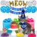 JOTFA Cat Birthday Party Supplies Kitten Bandana with Hat Bow Tie Number Banner Balloons Meow Letter for Decorations Blue - Buy Online on GoSupps.com