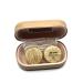 Wood Grain Contact Lens Case Compact Eye Contact Case for Travelling Portable Contact Box with Mirror Rectangle Cute Colorful Especially Fresh Brown 4 Piece Set
