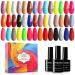 Artdone 24pcs Gel Nail Polish Kit,(8ml each),include Glossy & Matte Top Coat and Base Coat Soak Off Nail Polish Set Pink Blue Green Yellow Nail Polish Gel Polish, Silver Glitter Gel Nail Polish for NAIL ART… set C