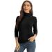 Women's Casual Long Sleeve Turtleneck Tops Slim Fitted Lightweight Base Layer Shirts XX-Large Black