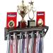 JACKCUBE DESIGN Rustic Trophy Display Shelf with Medal Hangers, Wall Mount Display Shelf with 13 Hooks for Sports Award Medals Trophies