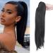 Ponytail extension hair part braid ponytail hair piece with bracket smooth lightly wavy cocks like real hair 55.8cm dark black black