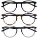 Opulize Met glasses Blue light filter 3 Pack slim round frame spring hinges improves sleep computer glasses gaming anti-reflective men bbb60-125 +0.00 diopttria black / brown dark blue / gray black