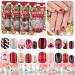 EBANKU 96 Pcs Christmas Coffin False Nails Short Fake Nails Acrylic Press on Nails Full Cover False Nail Kits With 96Pcs Nail Adhesive Tabs Snowflake Elk Design Nail Art Decoration for Women Girls