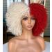CurlCoo Short Curly Afro Wig for Black Women 14 Inch - White and Red - Buy Online on GoSupps.com