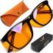 Blue light-blocking glasses for women and men reading glasses sleeping and migraine glasses 99.5 % amber-colored blue light for computer eye load fatigue of the eyes blue blockers for gaming 1 count (pack of 1) black round (without strength)