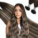 Ugeat balayage hair extensions keratin bondings 45cm real hair flat tip bondings extensions 50 grams 50 strands keratin glue in stick tips dark brown and ashblond 4/18/4 18 inch 3.flat tip #4/18/4